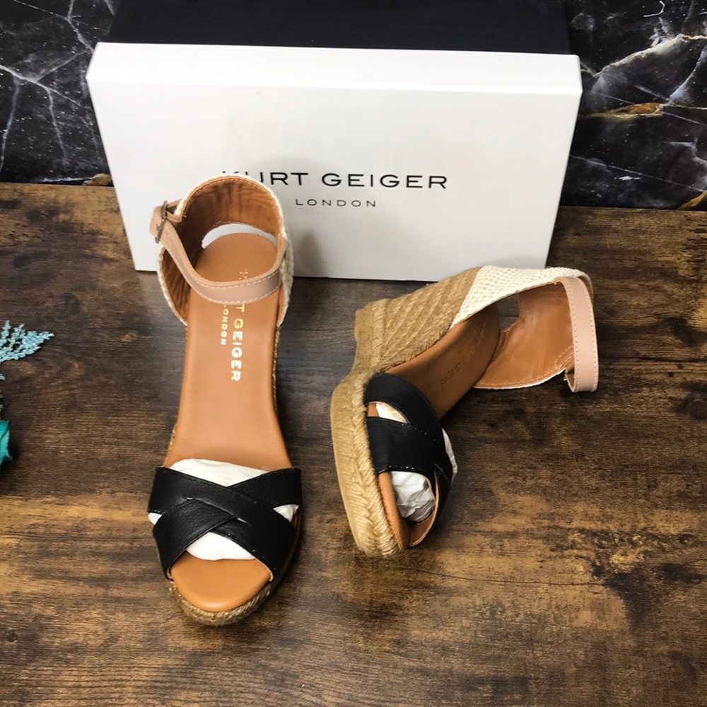 Kurt Geiger Womens Leona Leather Open Toe Espadrille Heels 8M